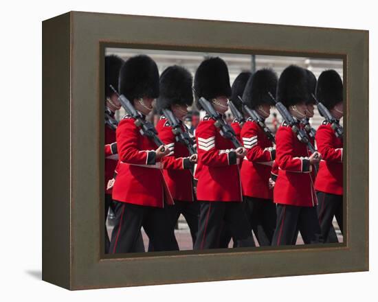 Scots Guards Marching Past Buckingham Palace, Rehearsal for Trooping the Colour, London, England, U-Stuart Black-Framed Premier Image Canvas