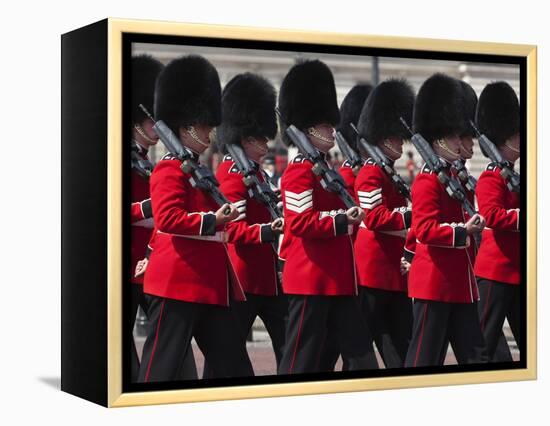 Scots Guards Marching Past Buckingham Palace, Rehearsal for Trooping the Colour, London, England, U-Stuart Black-Framed Premier Image Canvas