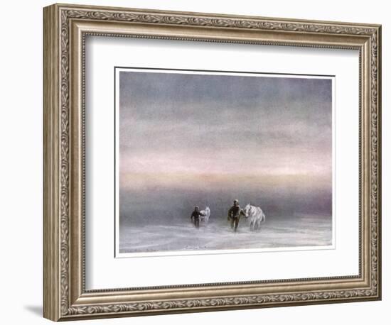 Scott Exercising the Ponies Through the Snow-Edward A. Wilson-Framed Art Print