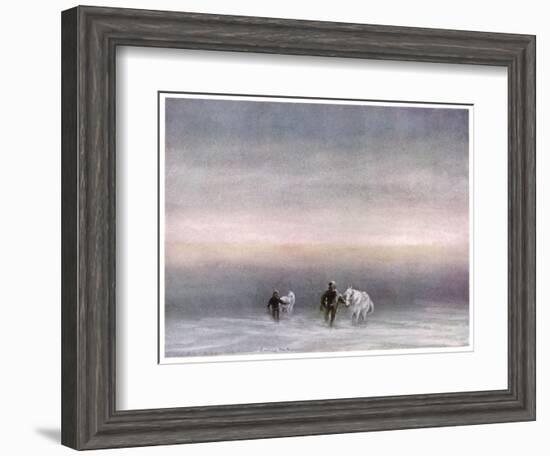 Scott Exercising the Ponies Through the Snow-Edward A. Wilson-Framed Art Print