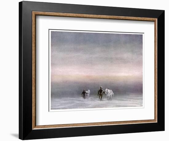 Scott Exercising the Ponies Through the Snow-Edward A. Wilson-Framed Art Print