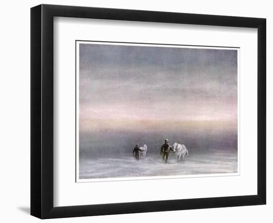 Scott Exercising the Ponies Through the Snow-Edward A. Wilson-Framed Art Print