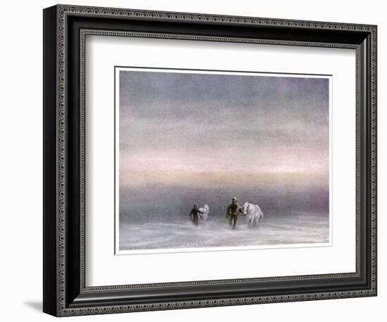 Scott Exercising the Ponies Through the Snow-Edward A. Wilson-Framed Art Print