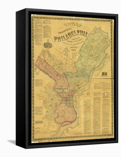 Scott's Map of the Consolidated City of Philadelphia, 1856-James Scott-Framed Premier Image Canvas