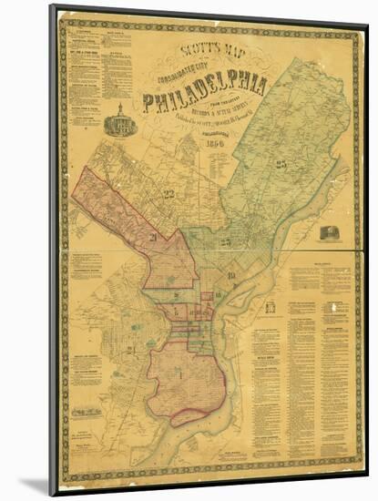 Scott's Map of the Consolidated City of Philadelphia, 1856-James Scott-Mounted Giclee Print