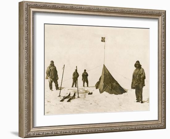 Scott's Team Arrive at the South Pole to Find That Amundsen's Crew Have Beaten Them to It-null-Framed Photographic Print