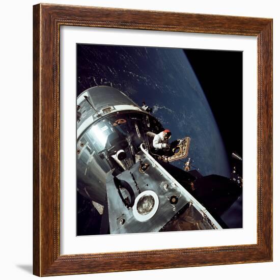 Scott Stands in the Open Hatch of the Apollo 9 Command Module Gumdrop, 1969-null-Framed Photographic Print