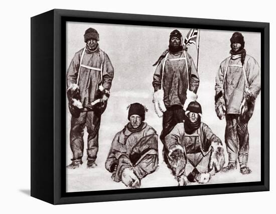 Scott, Wilson, Oates, Bowers and Evans at the South Pole, 18th January 1912-English Photographer-Framed Premier Image Canvas
