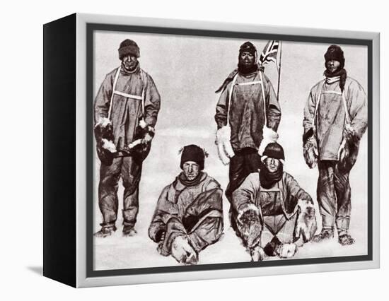 Scott, Wilson, Oates, Bowers and Evans at the South Pole, 18th January 1912-English Photographer-Framed Premier Image Canvas