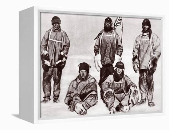 Scott, Wilson, Oates, Bowers and Evans at the South Pole, 18th January 1912-English Photographer-Framed Premier Image Canvas