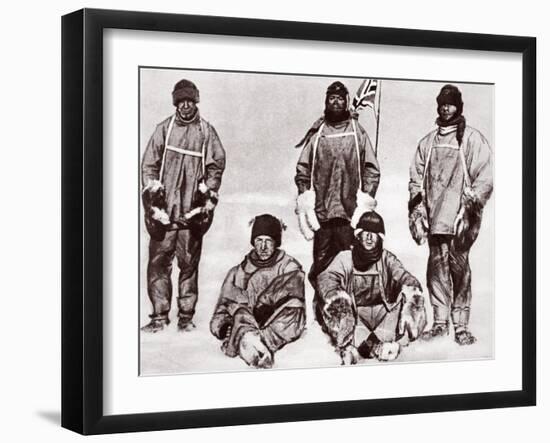 Scott, Wilson, Oates, Bowers and Evans at the South Pole, 18th January 1912-English Photographer-Framed Photographic Print