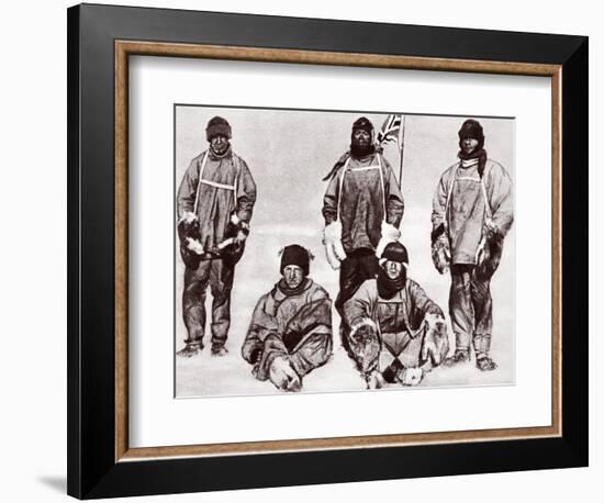 Scott, Wilson, Oates, Bowers and Evans at the South Pole, 18th January 1912-English Photographer-Framed Photographic Print