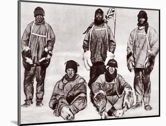 Scott, Wilson, Oates, Bowers and Evans at the South Pole, 18th January 1912-English Photographer-Mounted Photographic Print