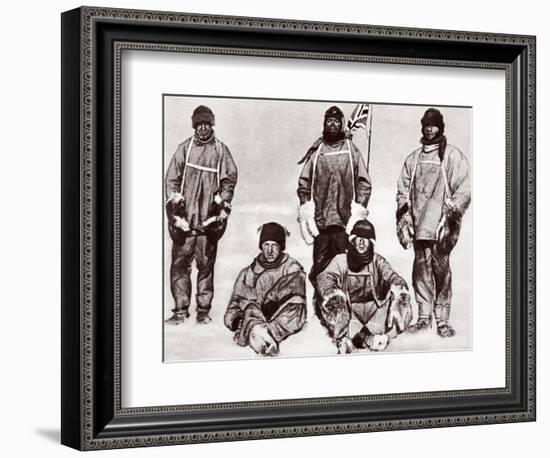 Scott, Wilson, Oates, Bowers and Evans at the South Pole, 18th January 1912-English Photographer-Framed Photographic Print