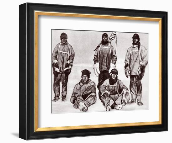 Scott, Wilson, Oates, Bowers and Evans at the South Pole, 18th January 1912-English Photographer-Framed Photographic Print