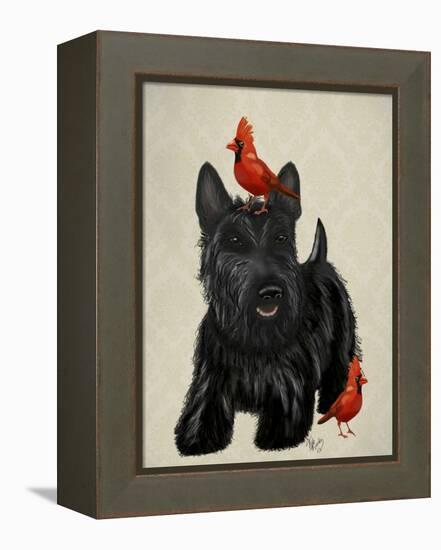 Scottie Dog and Red Birds-Fab Funky-Framed Stretched Canvas