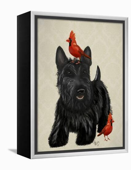 Scottie Dog and Red Birds-Fab Funky-Framed Stretched Canvas