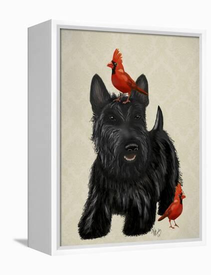 Scottie Dog and Red Birds-Fab Funky-Framed Stretched Canvas