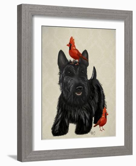 Scottie Dog and Red Birds-Fab Funky-Framed Art Print