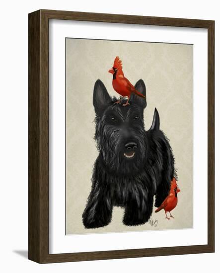 Scottie Dog and Red Birds-Fab Funky-Framed Art Print