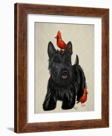 Scottie Dog and Red Birds-Fab Funky-Framed Art Print