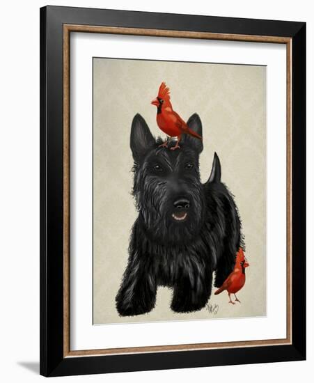 Scottie Dog and Red Birds-Fab Funky-Framed Art Print