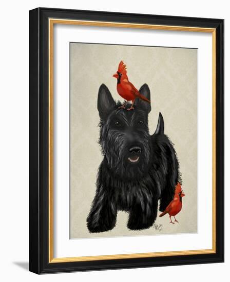 Scottie Dog and Red Birds-Fab Funky-Framed Art Print