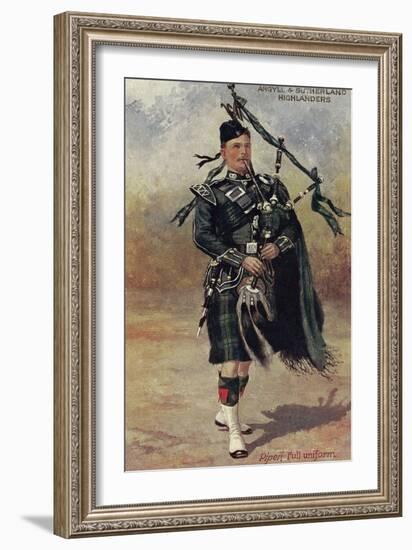 Scottish Bagpiper in Full Uniform-null-Framed Art Print