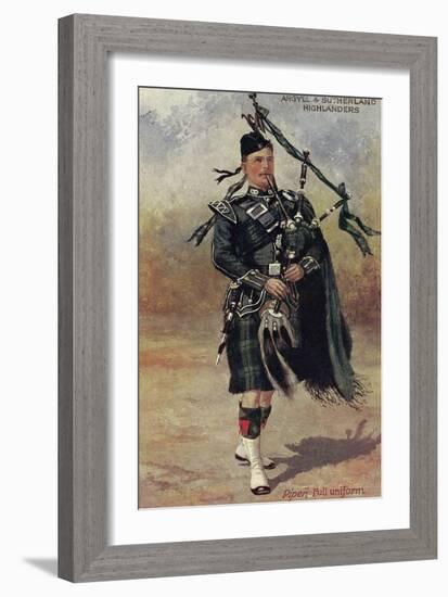 Scottish Bagpiper in Full Uniform-null-Framed Art Print