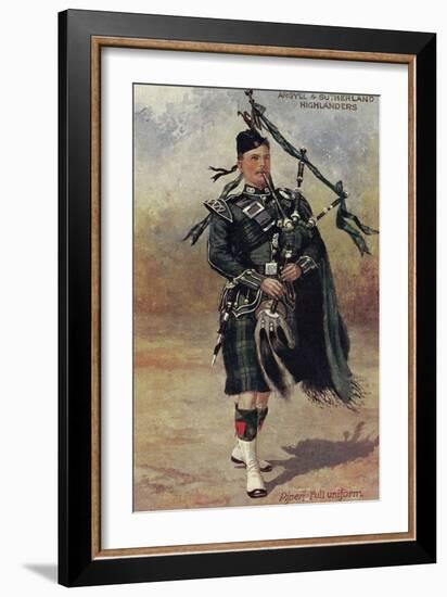 Scottish Bagpiper in Full Uniform-null-Framed Art Print