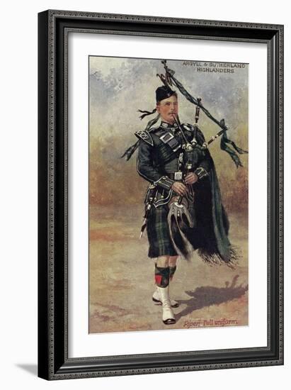 Scottish Bagpiper in Full Uniform-null-Framed Art Print