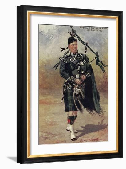 Scottish Bagpiper in Full Uniform-null-Framed Art Print