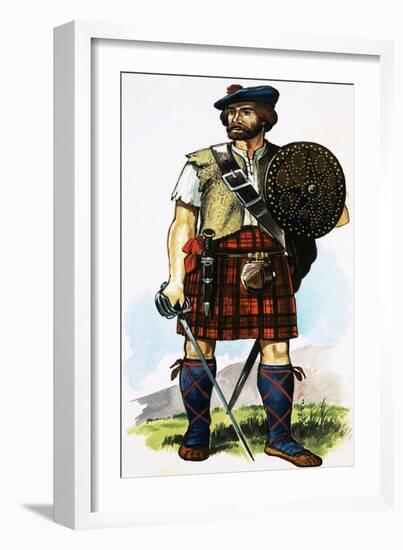 Scottish Highlander of the 1745 Jacobite Uprising-Dan Escott-Framed Giclee Print