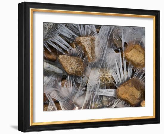 Scottish Highlands, Glencoe, Frozen Rocks in a Riverbed Below the Buachaille Etive Mor, Scotland-Paul Harris-Framed Photographic Print