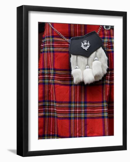 Scottish Kilt and Purse on Display for Sale, Edinburgh, Scotland, United Kingdom, Europe-Richard Maschmeyer-Framed Photographic Print