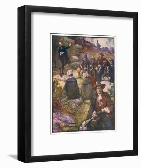 Scottish Presbyterians Worship in Defiance of Conventicle Acts-J.r. Skelton-Framed Art Print