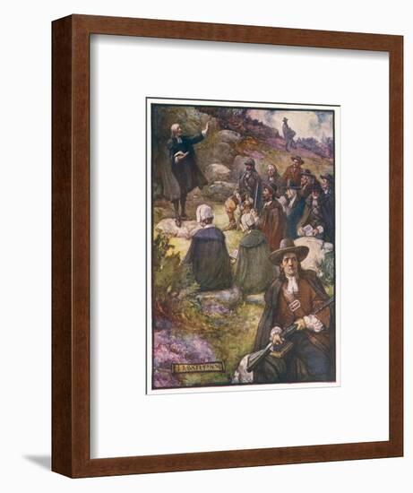 Scottish Presbyterians Worship in Defiance of Conventicle Acts-J.r. Skelton-Framed Art Print