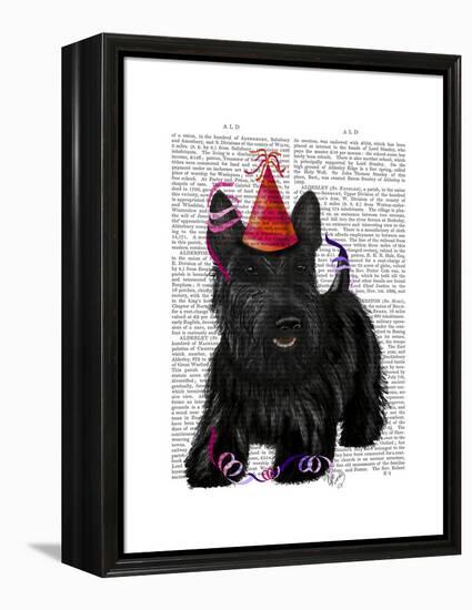 Scottish Terrier and Party Hat-Fab Funky-Framed Stretched Canvas