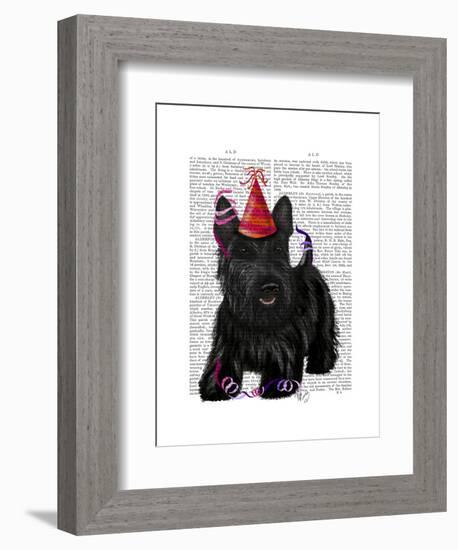 Scottish Terrier and Party Hat-Fab Funky-Framed Art Print