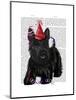 Scottish Terrier and Party Hat-Fab Funky-Mounted Art Print