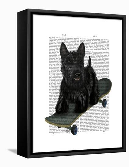 Scottish Terrier and Skateboard-Fab Funky-Framed Stretched Canvas