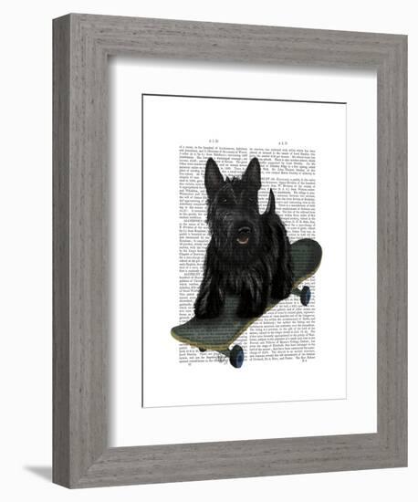 Scottish Terrier and Skateboard-Fab Funky-Framed Art Print