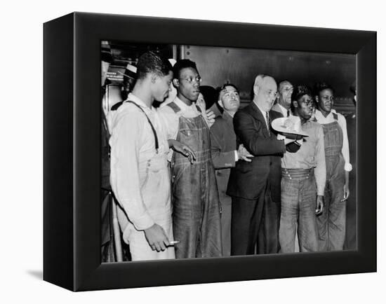 'Scottsboro Boys' and Radical Lawyer Samuel Leibowitz Cheer at Penn Station-null-Framed Stretched Canvas