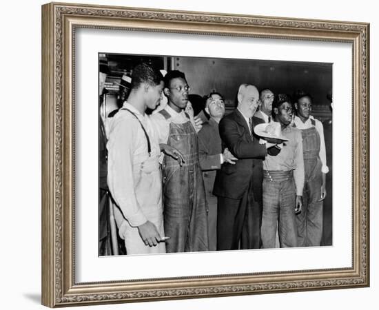 'Scottsboro Boys' and Radical Lawyer Samuel Leibowitz Cheer at Penn Station-null-Framed Photo