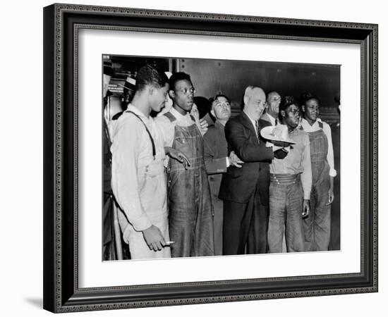 'Scottsboro Boys' and Radical Lawyer Samuel Leibowitz Cheer at Penn Station-null-Framed Photo