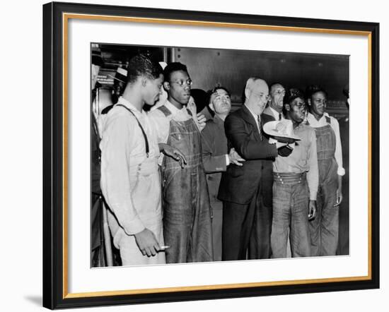 'Scottsboro Boys' and Radical Lawyer Samuel Leibowitz Cheer at Penn Station-null-Framed Photo