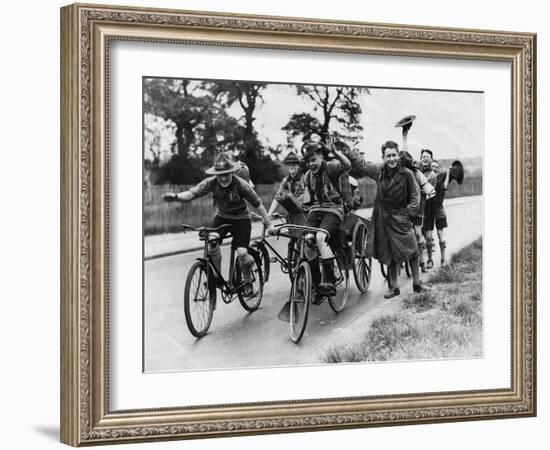 Scouts on Bikes 1930-null-Framed Art Print