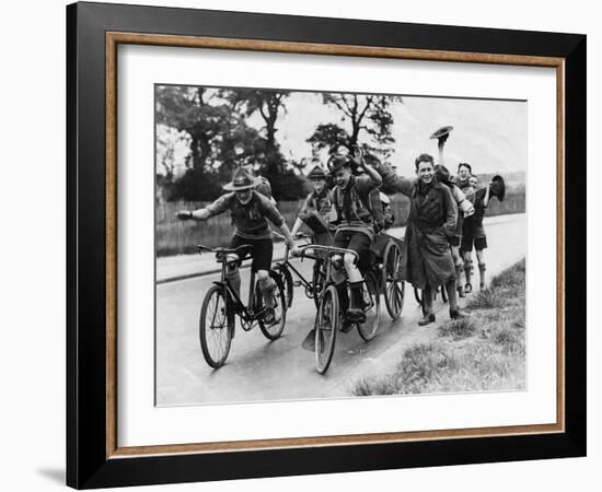 Scouts on Bikes 1930-null-Framed Art Print