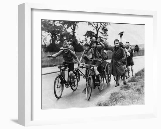 Scouts on Bikes 1930-null-Framed Art Print