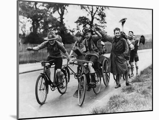 Scouts on Bikes 1930-null-Mounted Art Print
